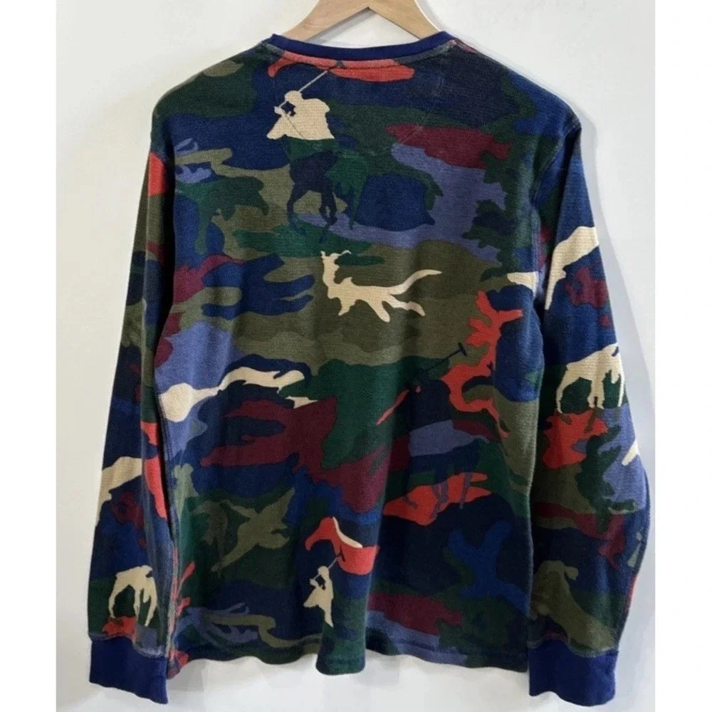 Polo Ralph Lauren Multicolor Polo Player Camo Waffle Knit Thermal Sleep T-Shirt